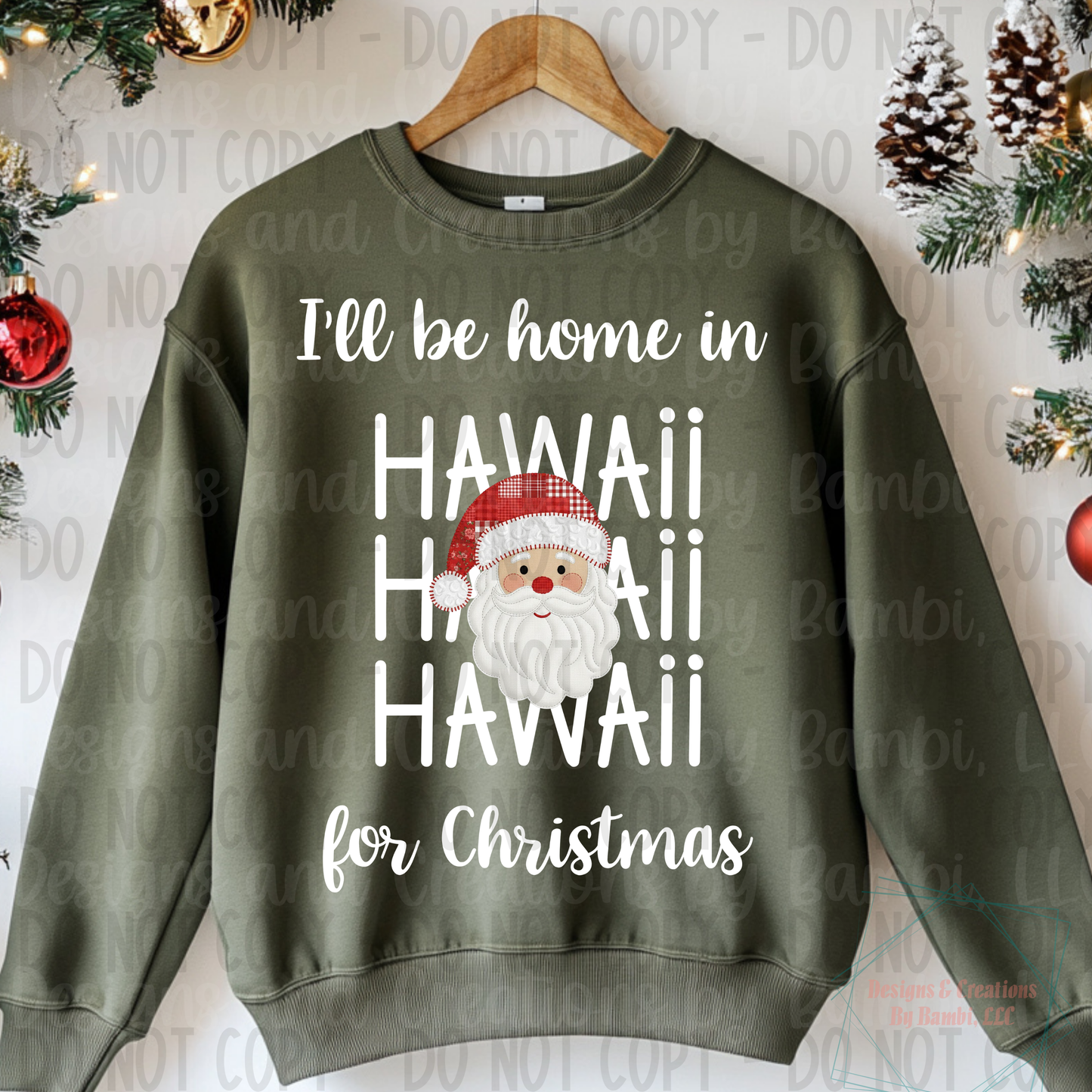 I'll Be Home in States Santa Face with White Font Collection