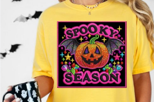 Halloween Pumpkin Spooky Season Faux Embroidery