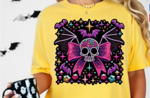 Halloween Skull Faux Embroidery