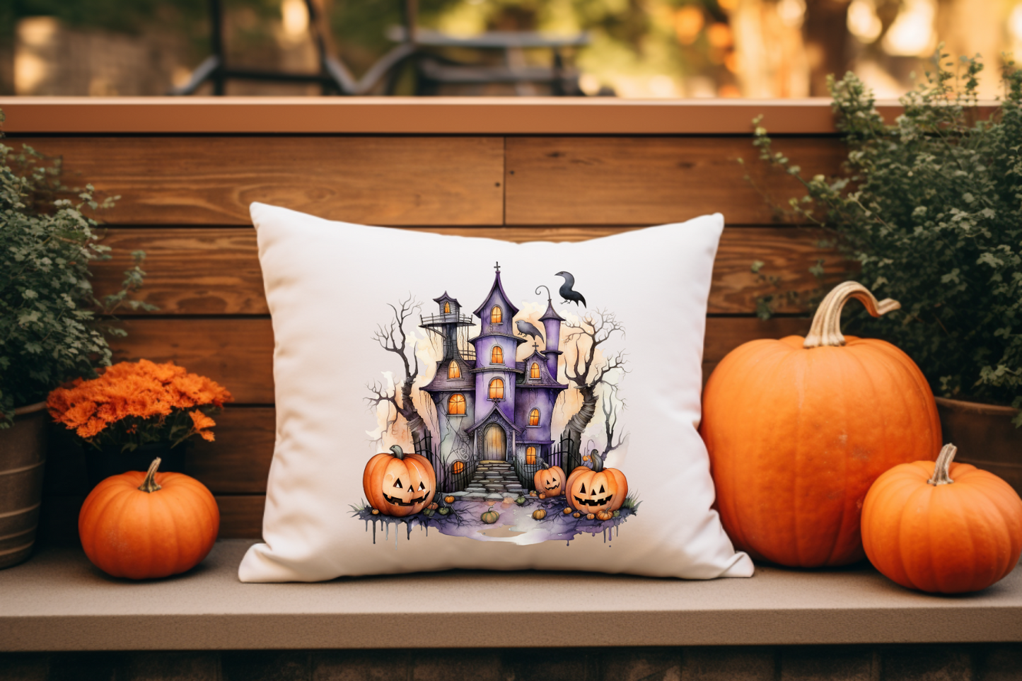 Spooky Halloween Throw Pillow Covering