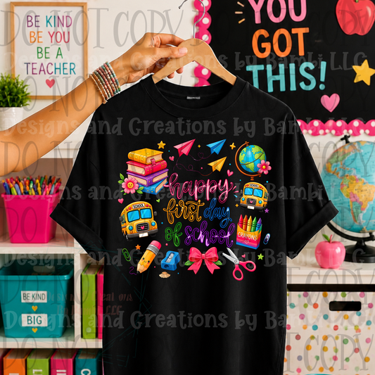 Happy First Day Of School Bright Colors