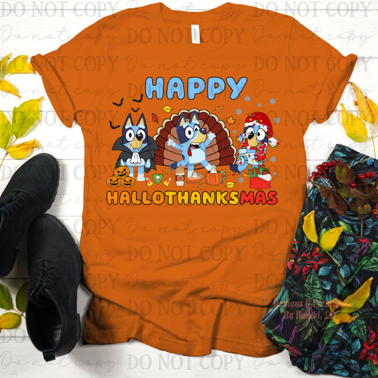 Happy Hallothanksmas Blue and Family