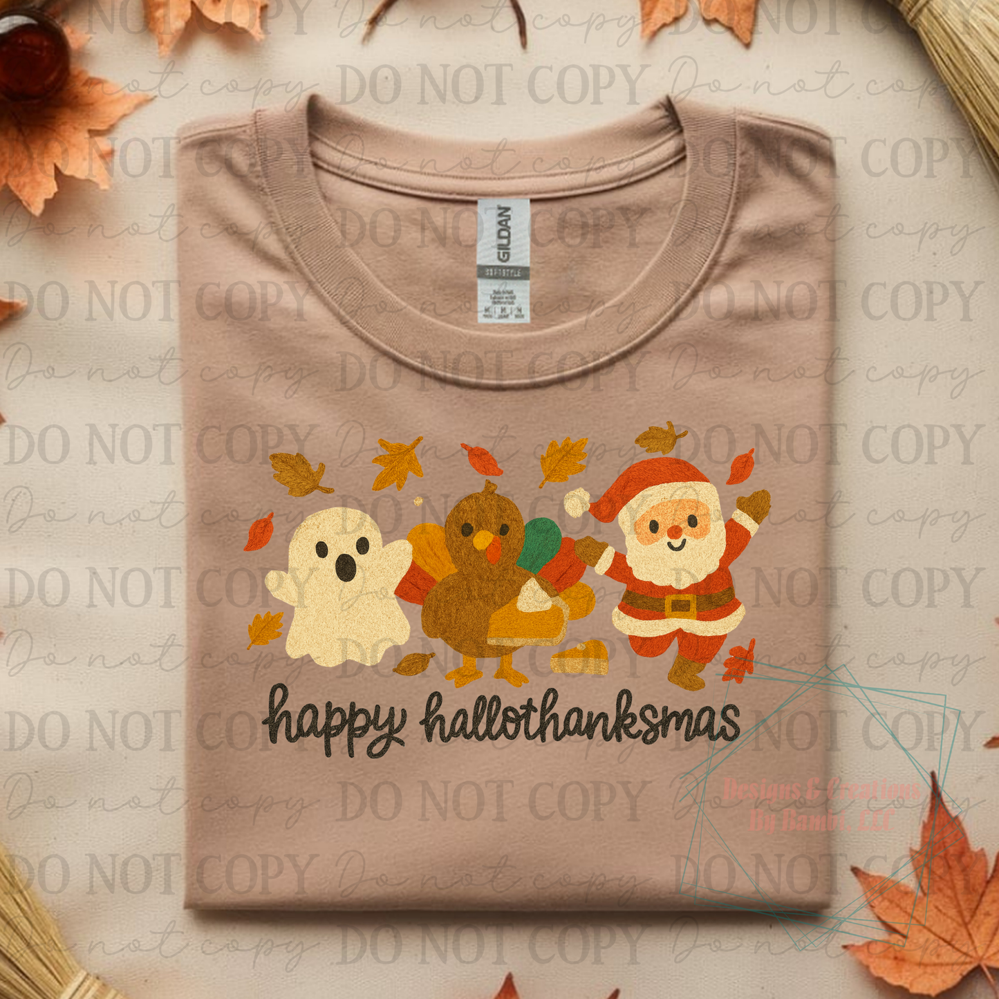 Happy Hallothanksmas Faux Yarn Black Font