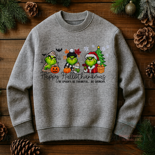 Happy Hallothanksmas Green Guy Faux Yarn