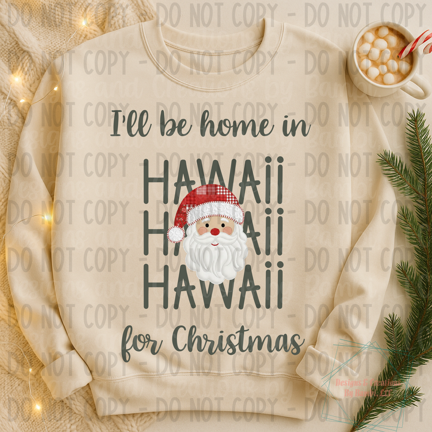 I'll Be Home in States Santa Face with Sage Green Font Collection