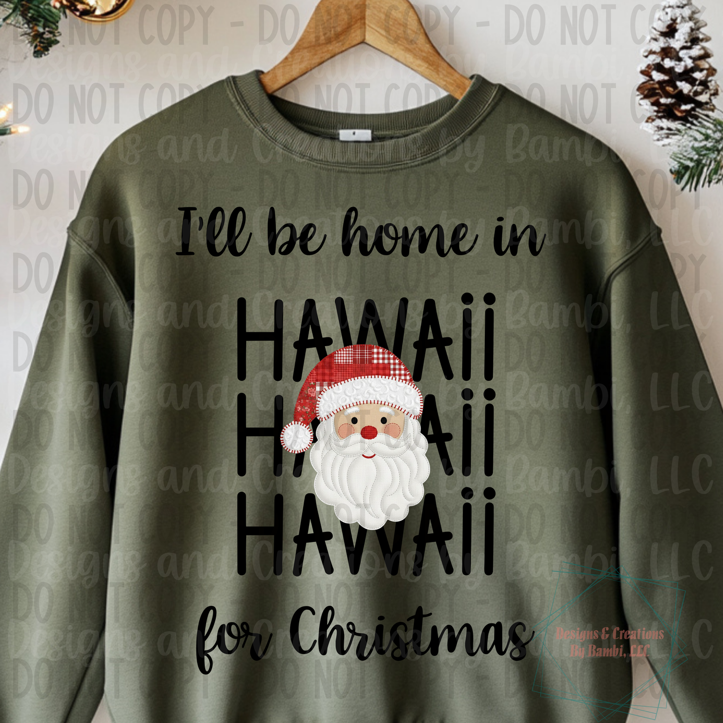 I'll Be Home in States Santa Face with Black Font Collection