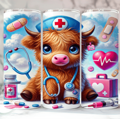 Highland Cow Nurse Sublimation Tumbler