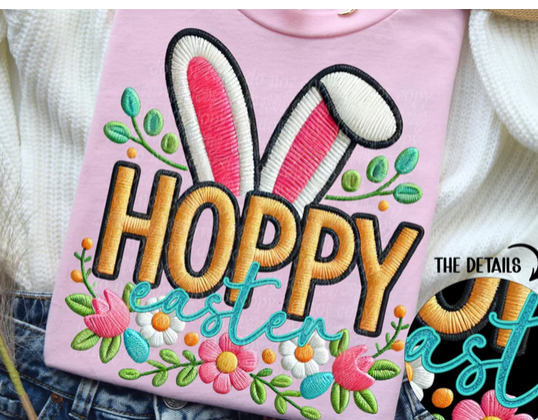 Hoppy Easter Faux Embroidered