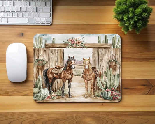 Horse and Fence Mouse Pad