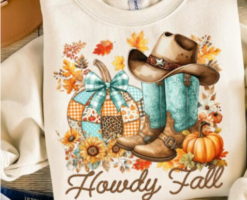 Howdy Fall- Cowboy Boots- Pumpkin