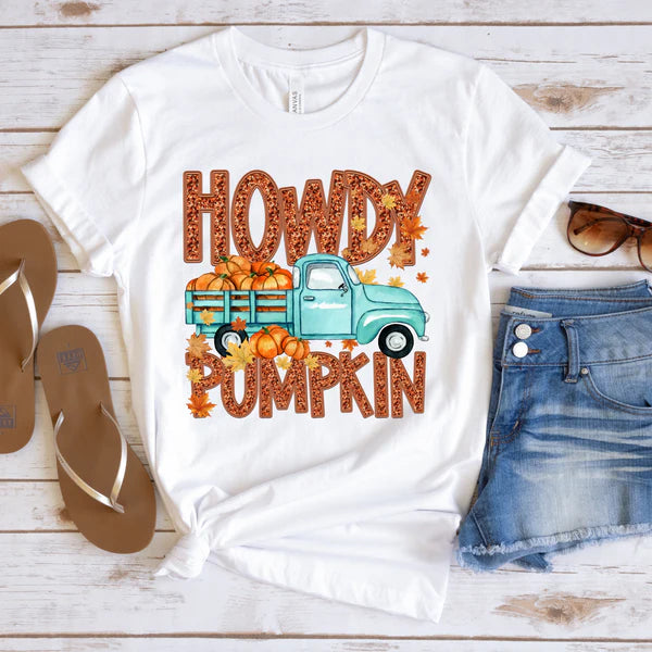 Howdy Pumpkin Turquoise Truck