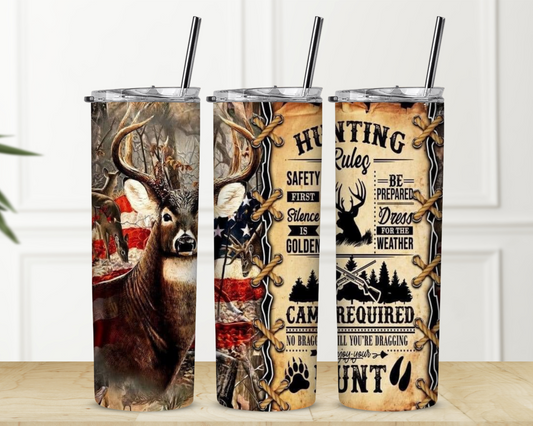 Hunting Rules With Deer Sublimation Tumbler