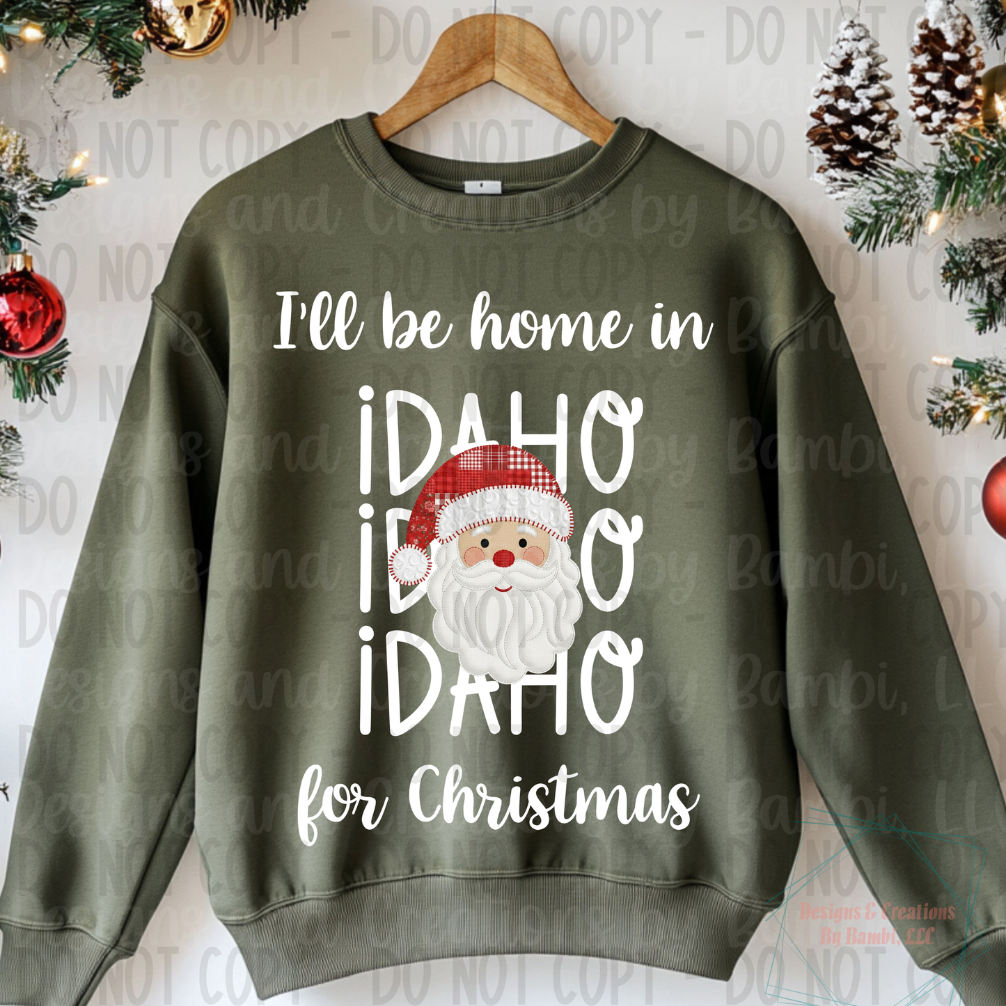 I'll Be Home in States Santa Face with White Font Collection