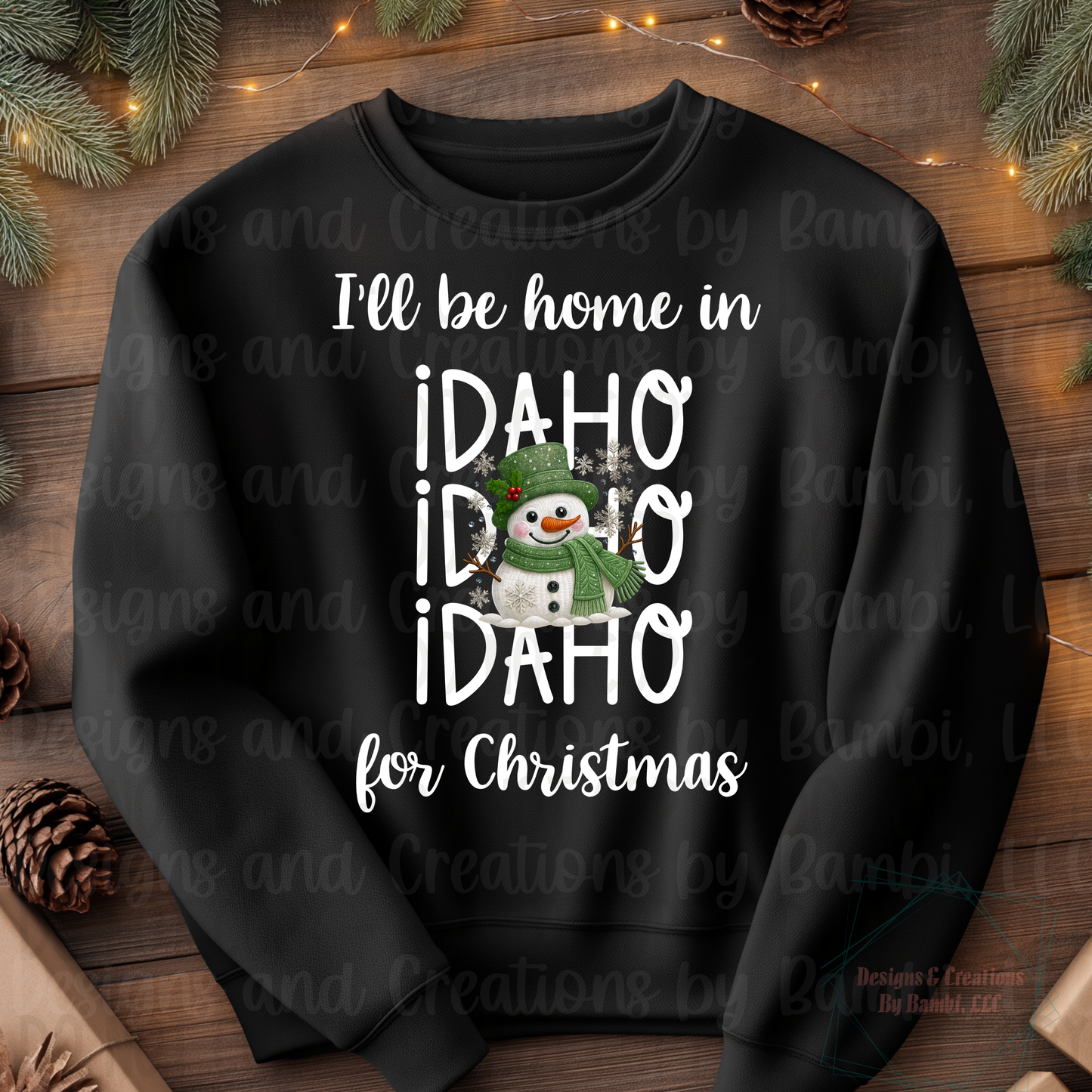 I'll Be Home in States Sage Snowman with White Font Collection