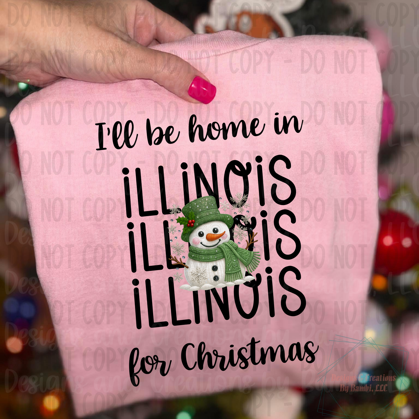 I'll Be Home in States Sage Snowman with Black Font Collection