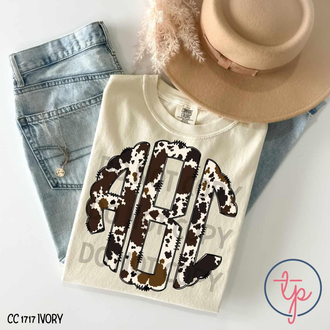 Black and Brown Cow Print Monogram