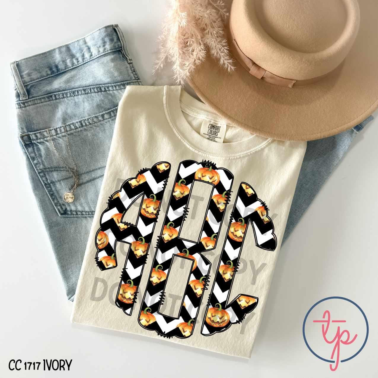 Pumpkin and Stripes Monogram