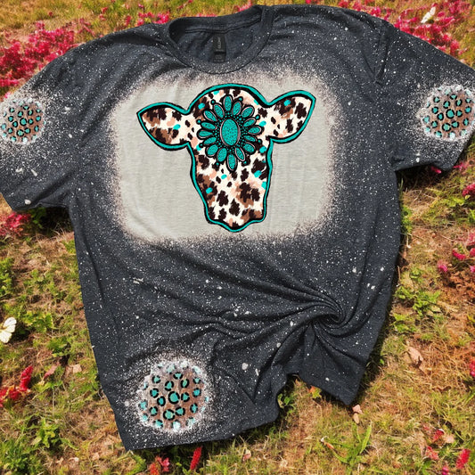 Leopard and Turquoise Cow Black Bleached with Leopard Spots