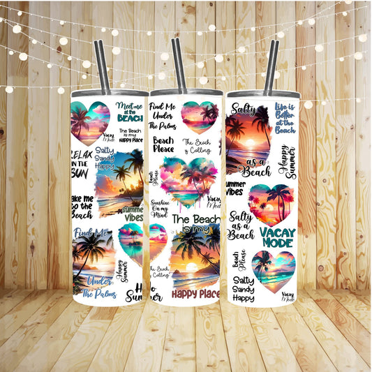 The Beach My Happy Place Sublimation Tumbler