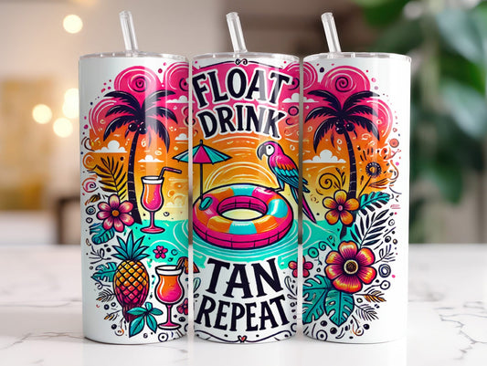 Float- Drink- Tan Sublimation Tumbler