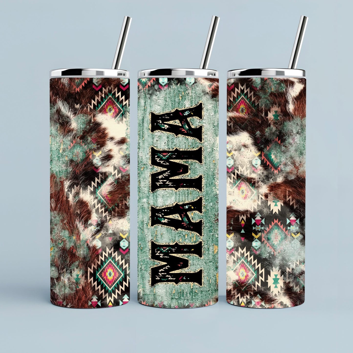 Mama Aztec Cowhide Sublimation Tumbler