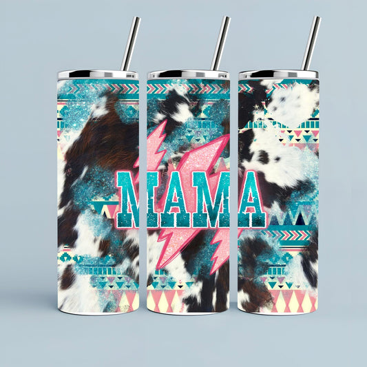 Multicolor Cow Patterned Mama Sublimation Tumbler