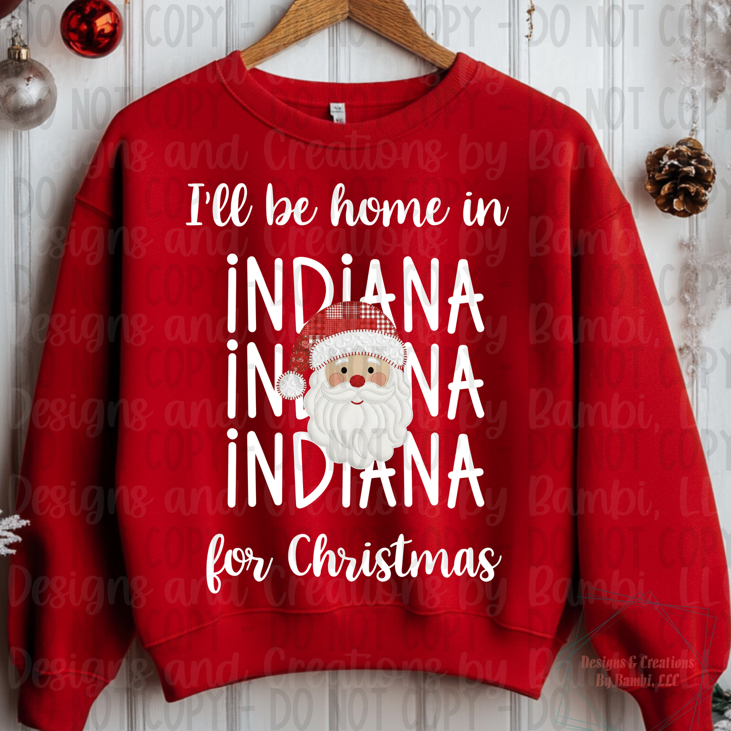 I'll Be Home in States Santa Face with White Font Collection