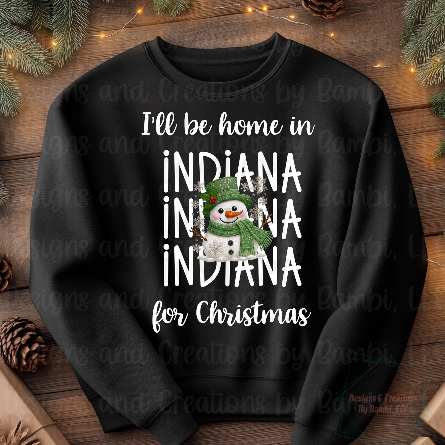 I'll Be Home in States Sage Snowman with White Font Collection