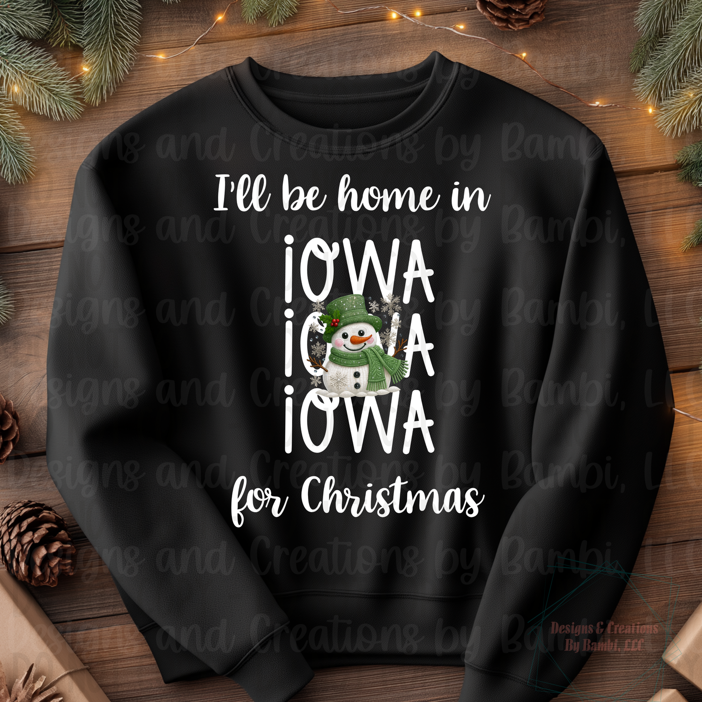 I'll Be Home in States Sage Snowman with White Font Collection