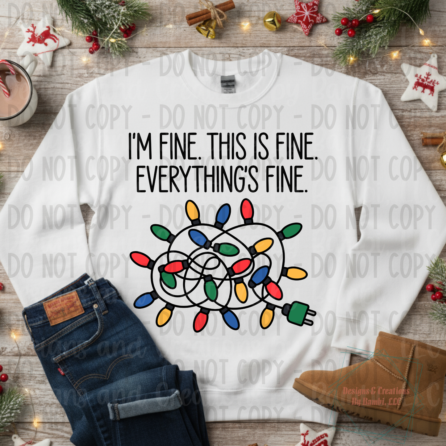 It's Fine This Is Fine Christmas Lights