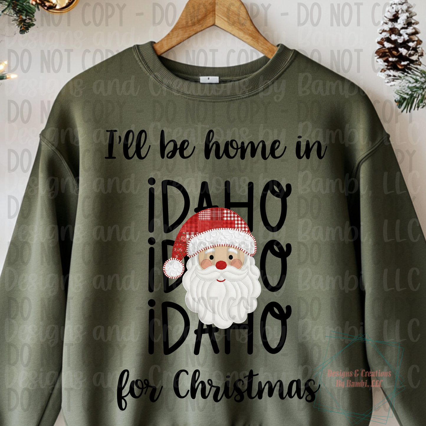 I'll Be Home in States Santa Face with Black Font Digital Bundle