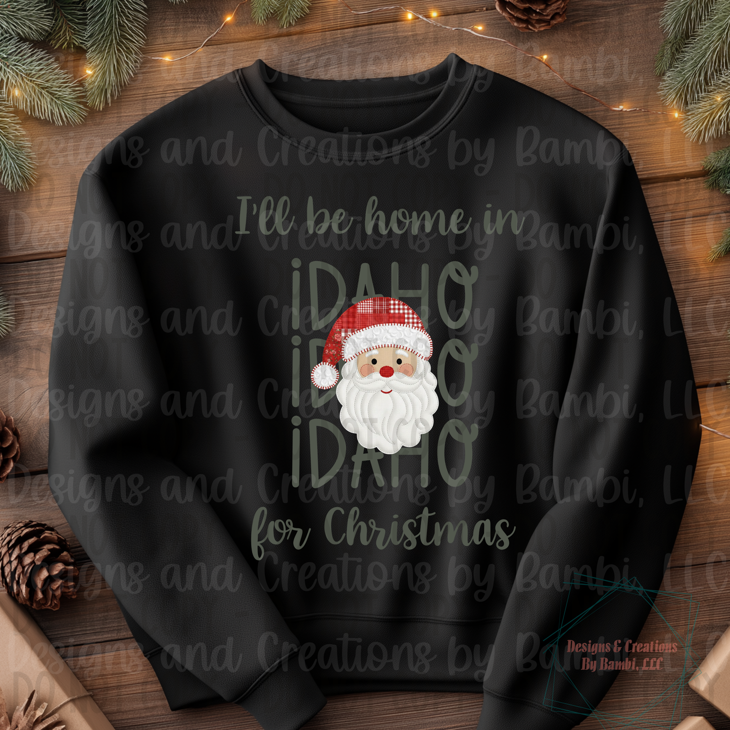 I'll Be Home in States Santa Face with Sage Green Font Collection