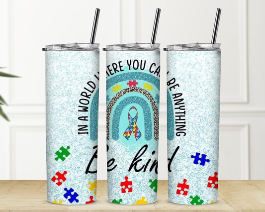 In A World Be Kind Autism Sublimation Tumbler