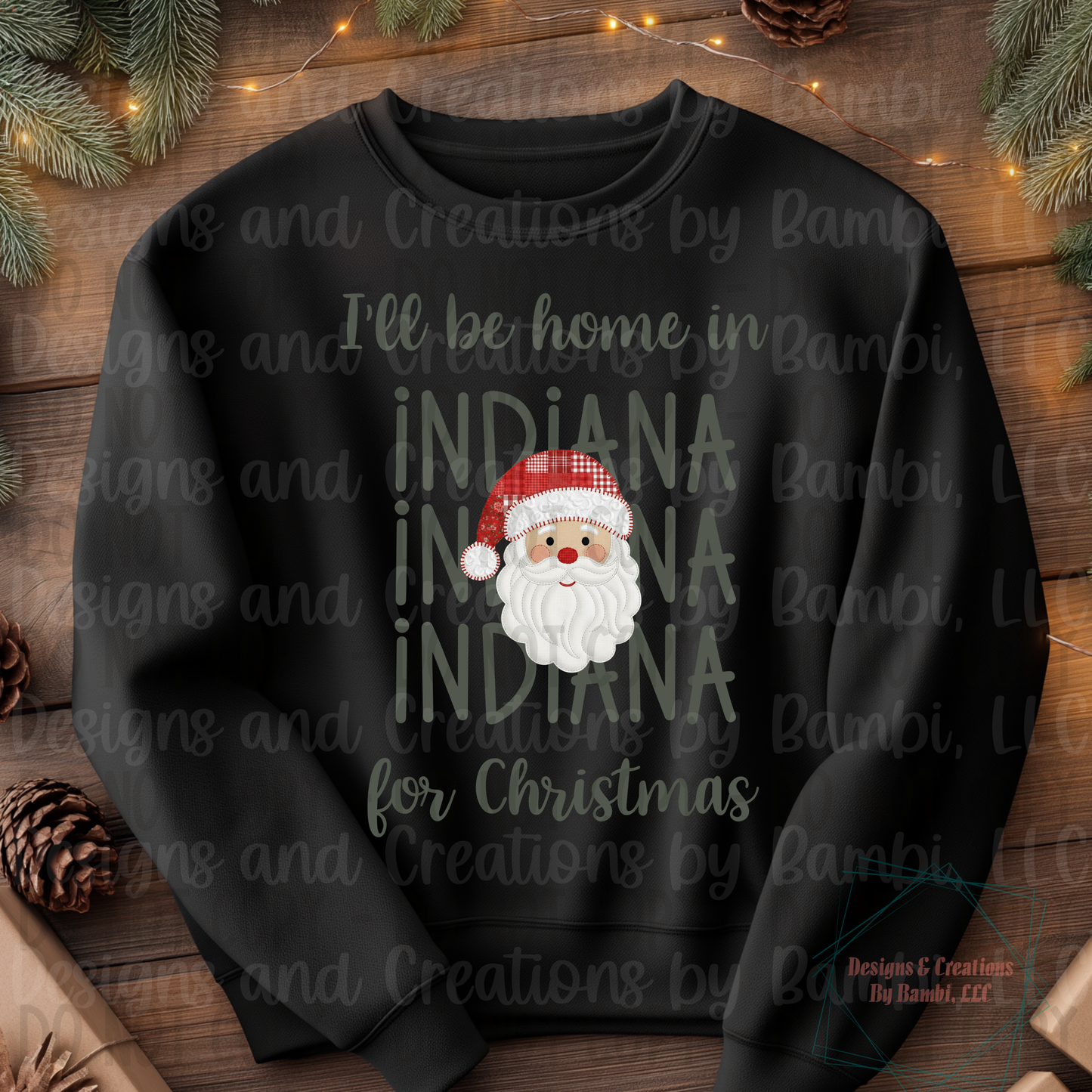 I'll Be Home in States Santa Face with Sage Green Font Collection