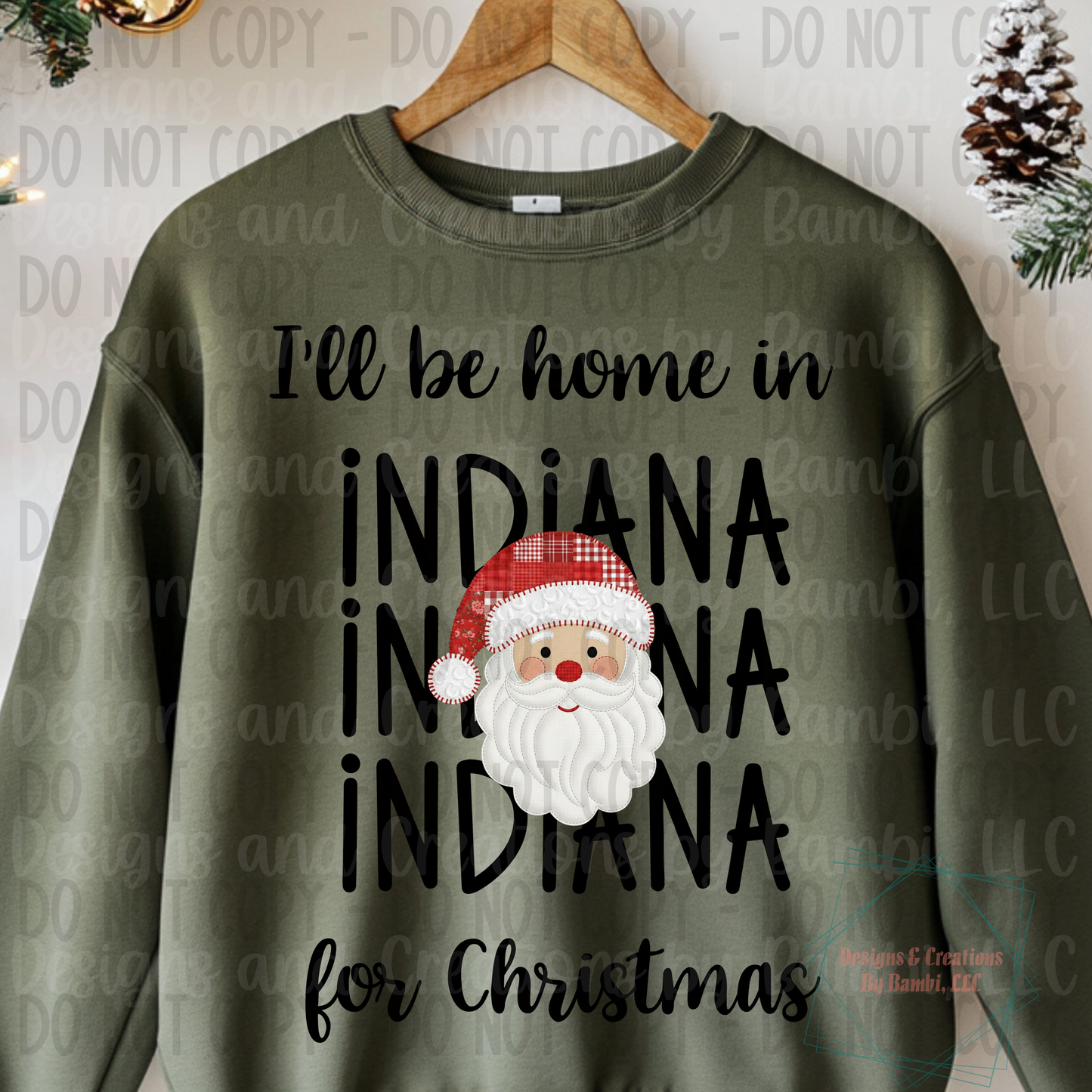 I'll Be Home in States Santa Face with Black Font Digital Bundle