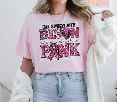 In October Bison Wear Pink