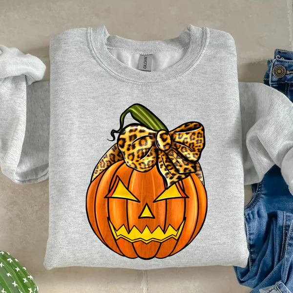 Jack O Lantern with Leopard Bow