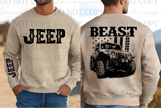 Jeep Beast (Front/Back) with Sleeve Black Font