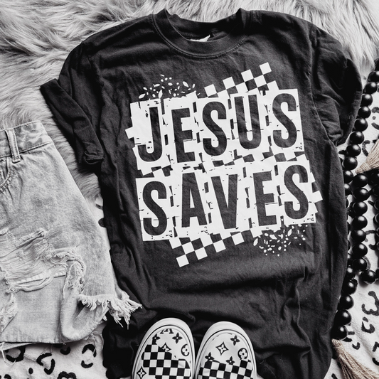 Jesus Saves White Font