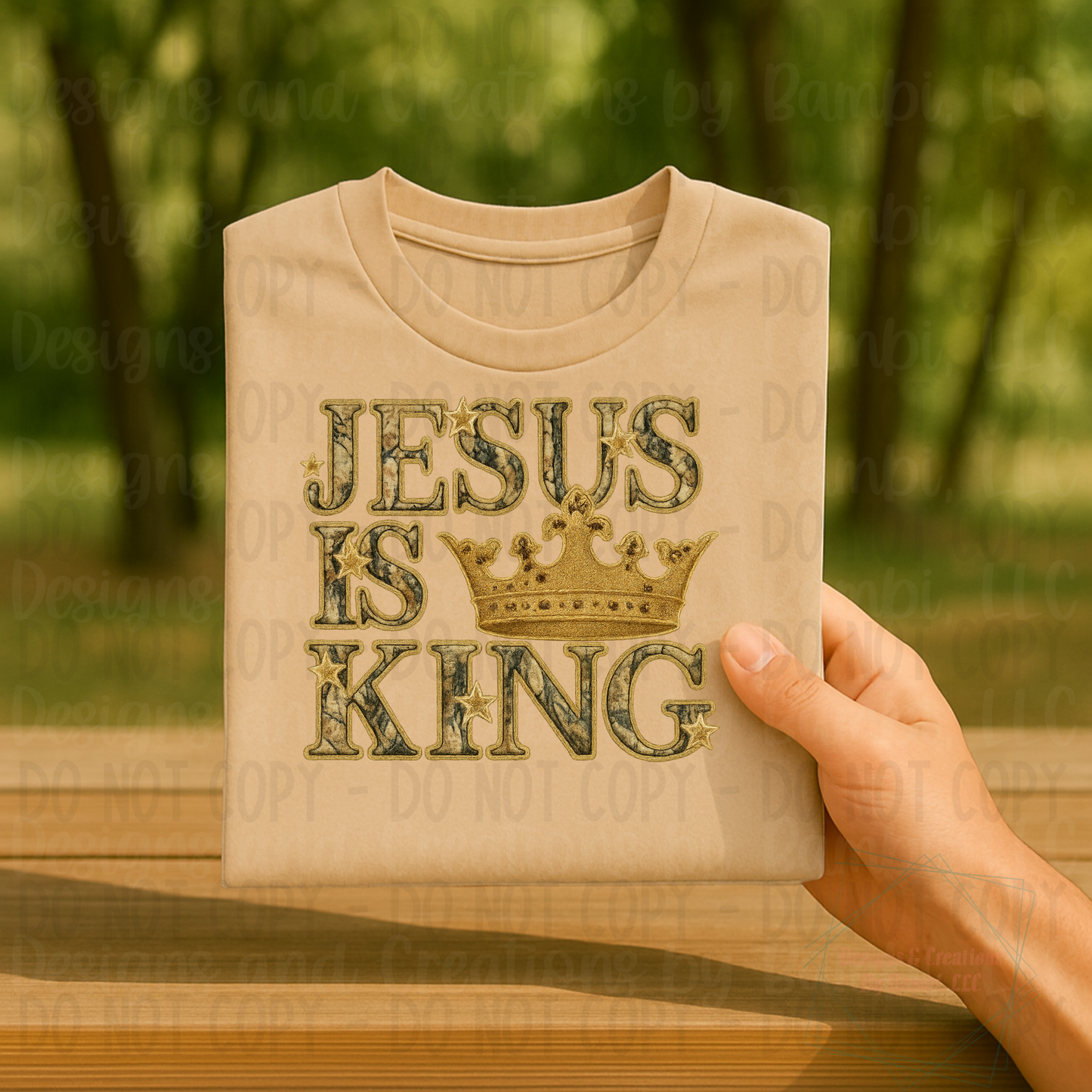 Jesus Is King Faux Embroidery Camo
