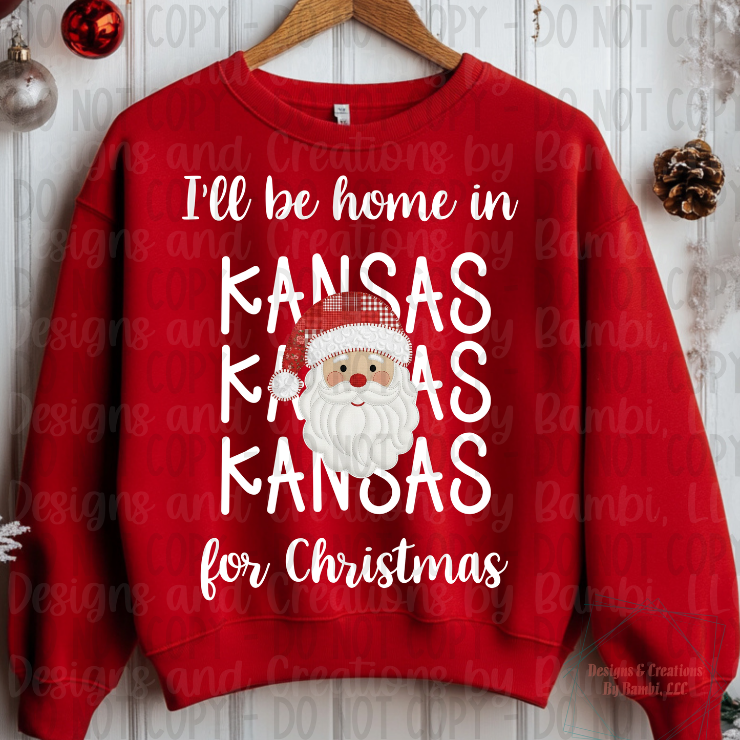 I'll Be Home in States Santa Face with White Font Collection