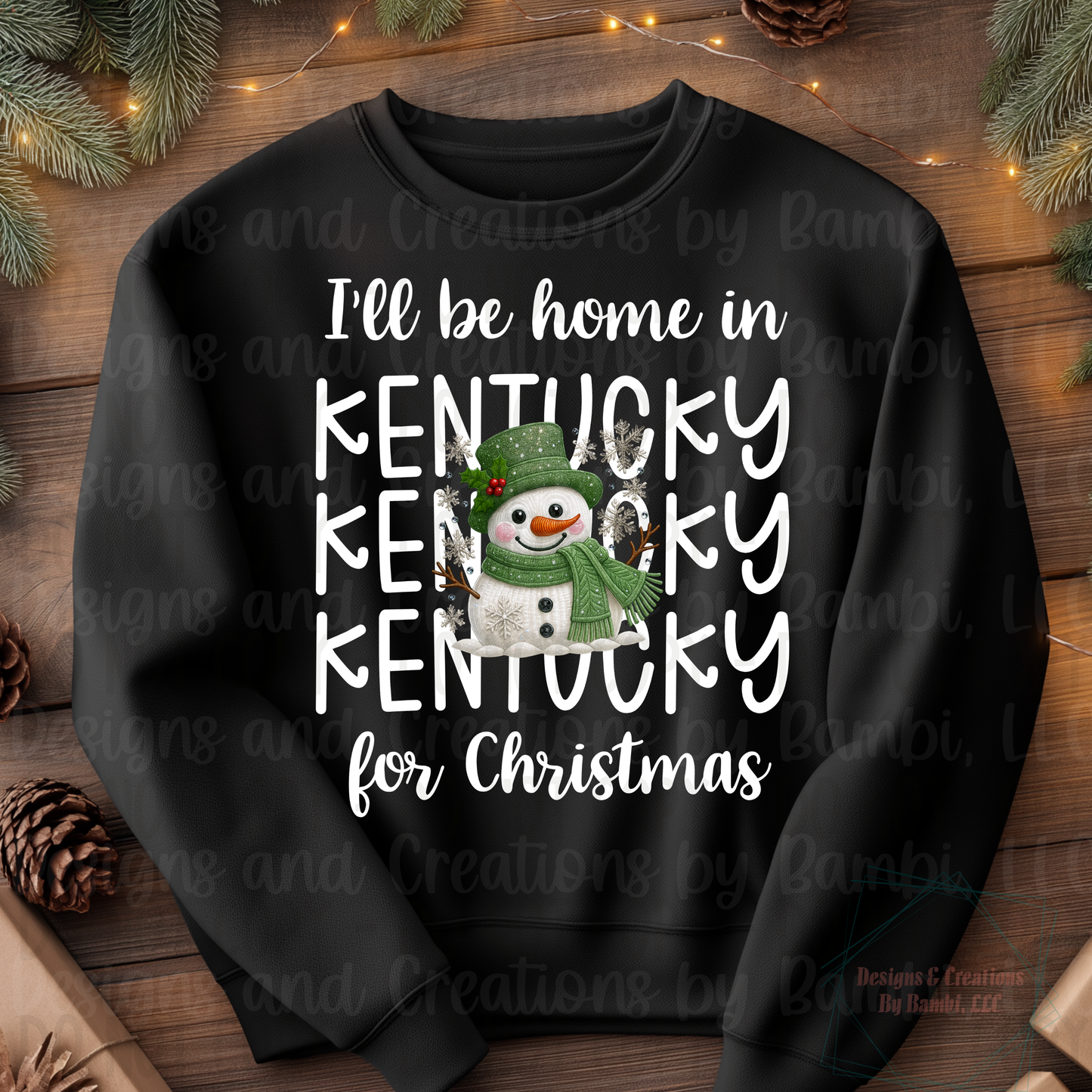 I'll Be Home in States Sage Snowman with White Font Collection