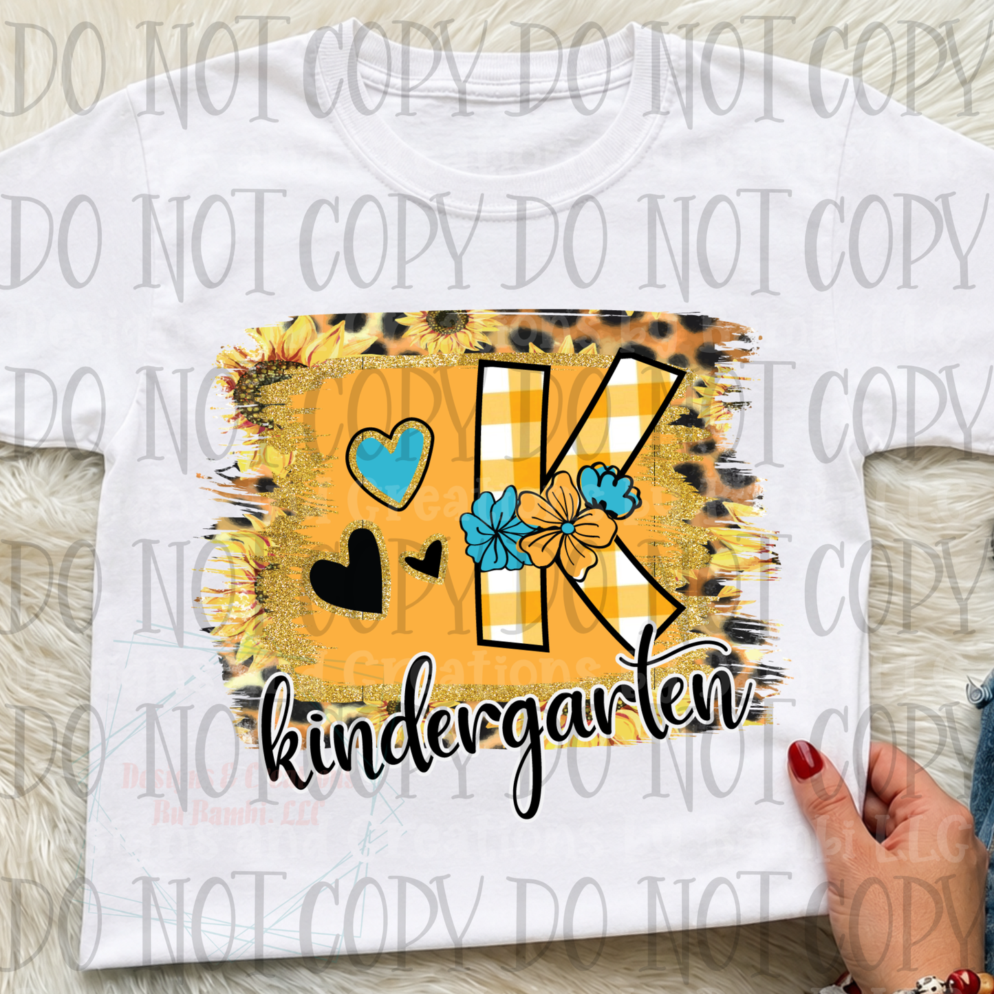 K is For Kindergarten Sunflowers and Leopard