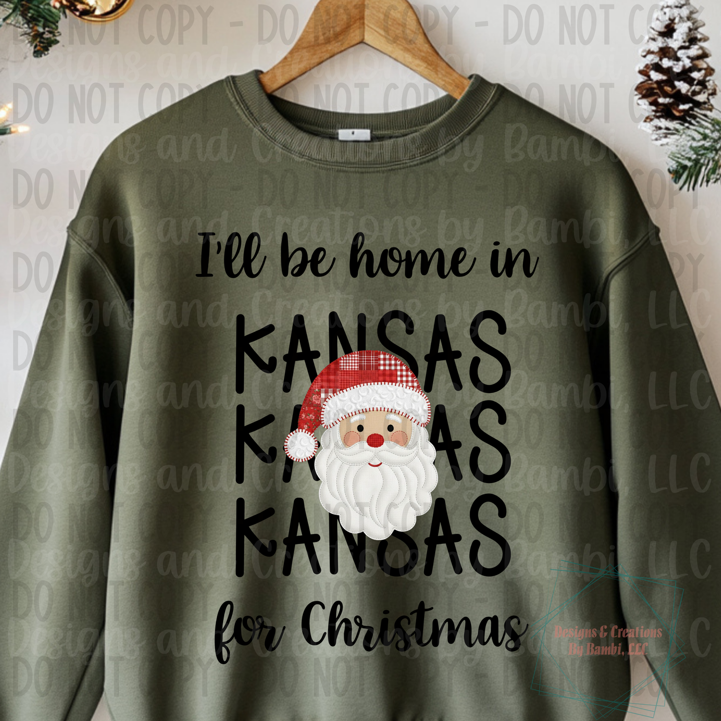 I'll Be Home in States Santa Face with Black Font Collection