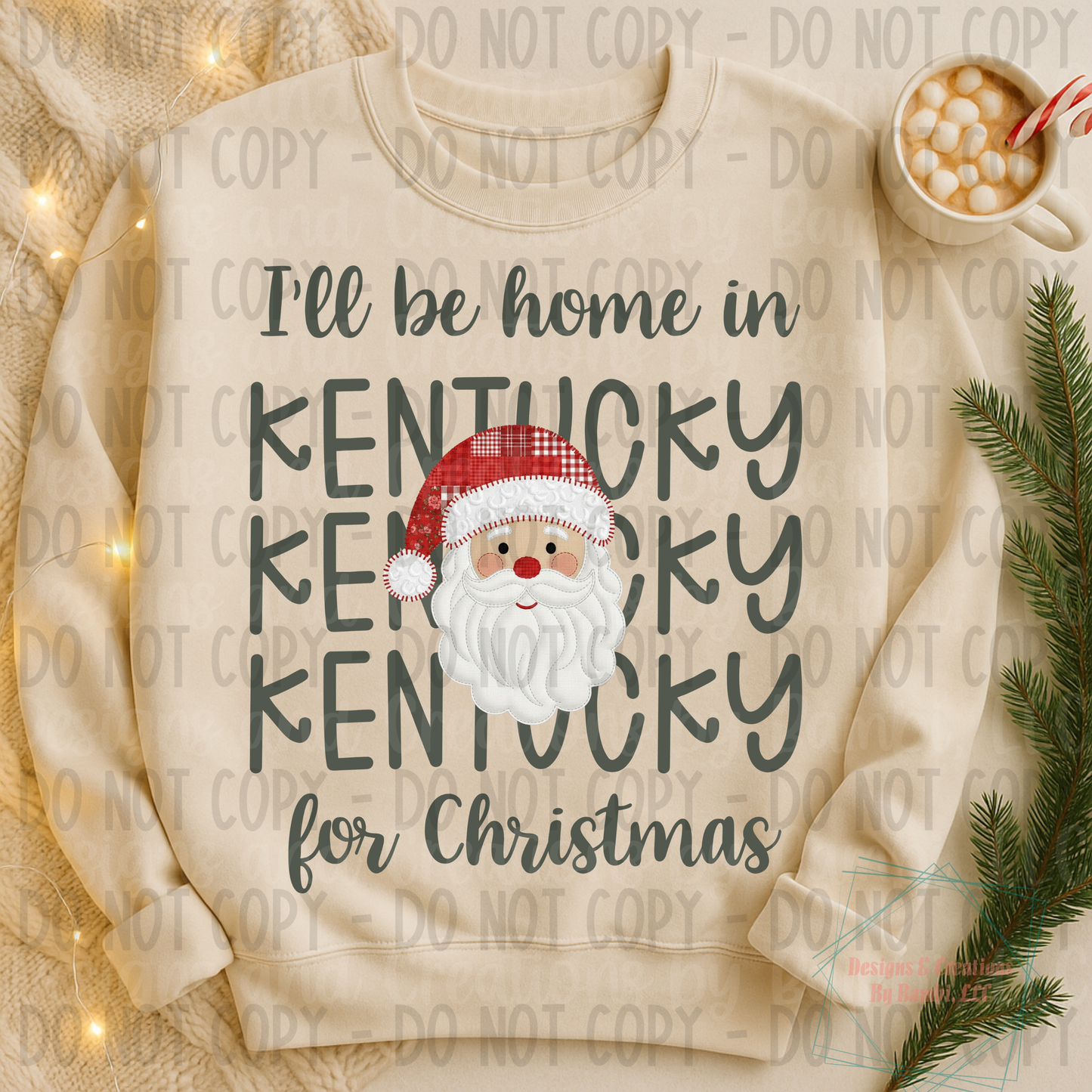 I'll Be Home in States Santa Face with Sage Green Font Collection