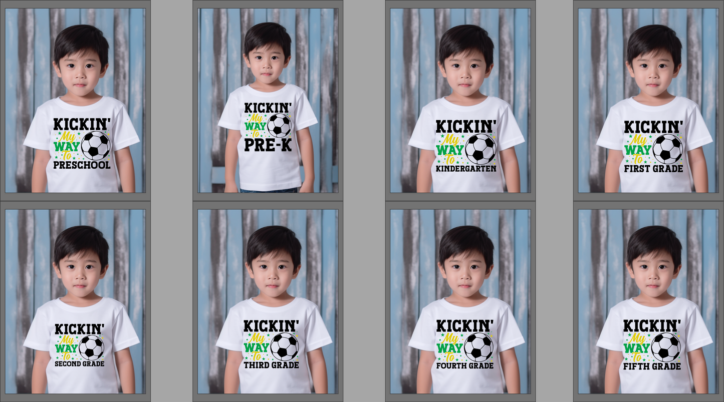 Kickin My Way Grade Related School Spirit Shirts- Kid