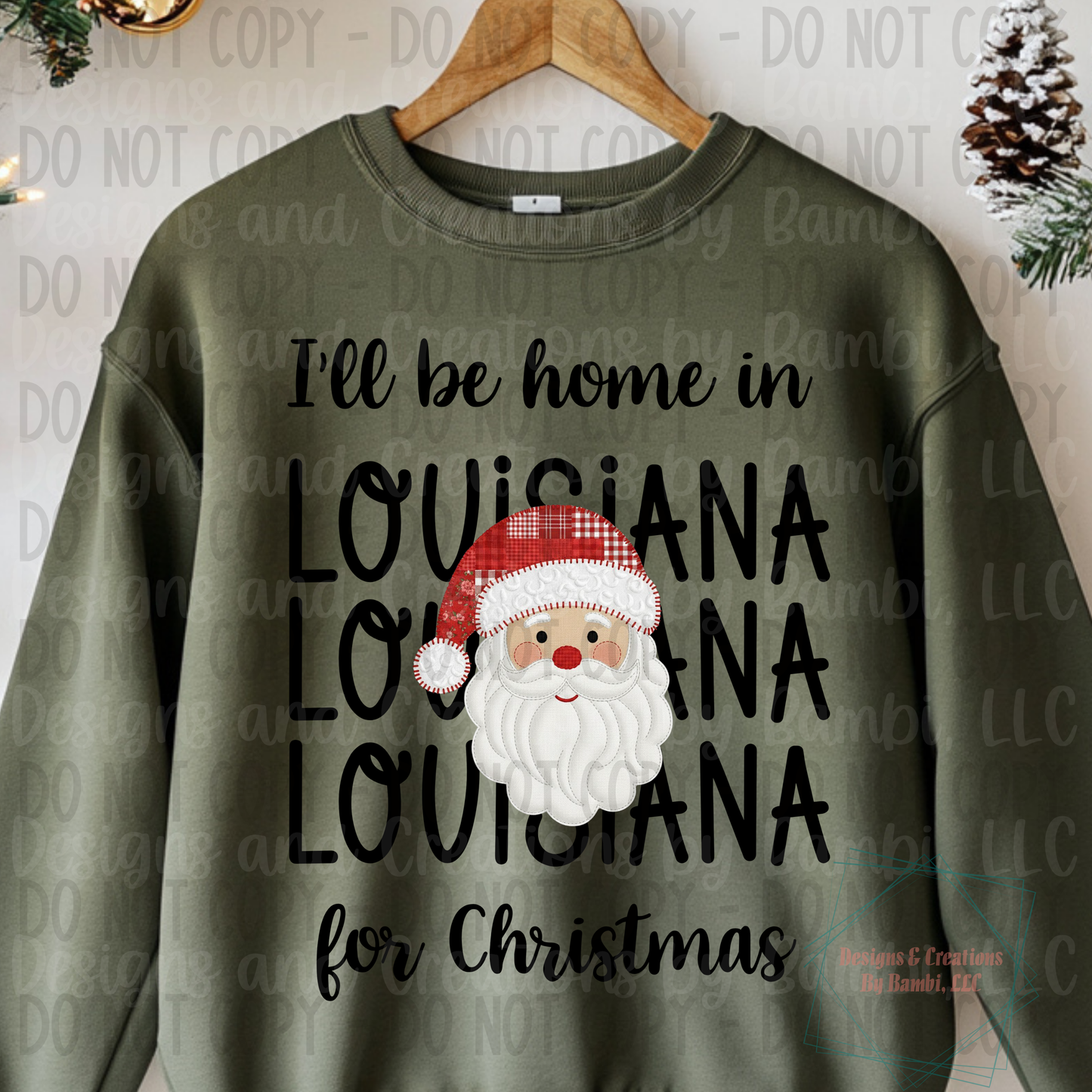 I'll Be Home in States Santa Face with Black Font Digital Bundle