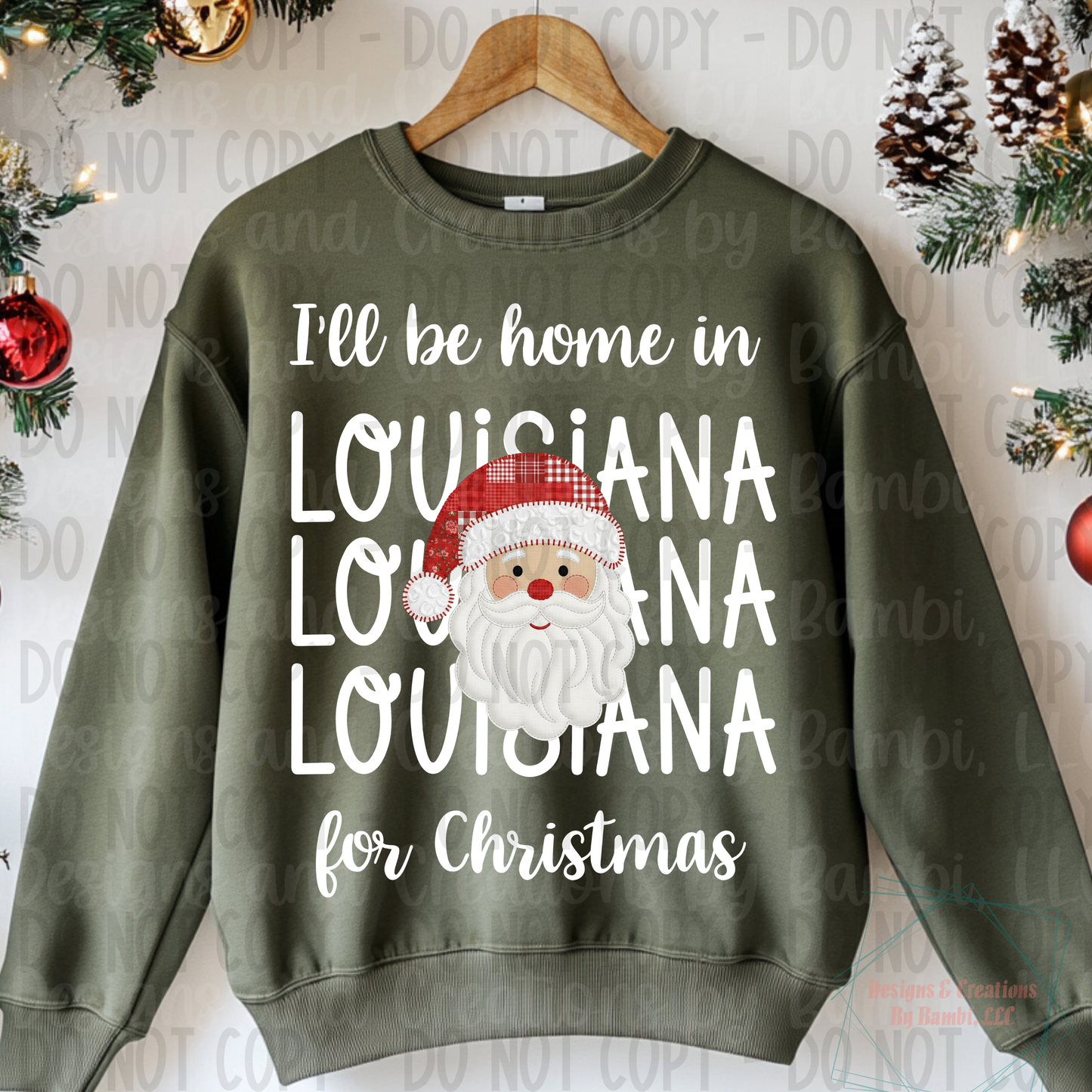 I'll Be Home in States Santa Face with White Font Collection