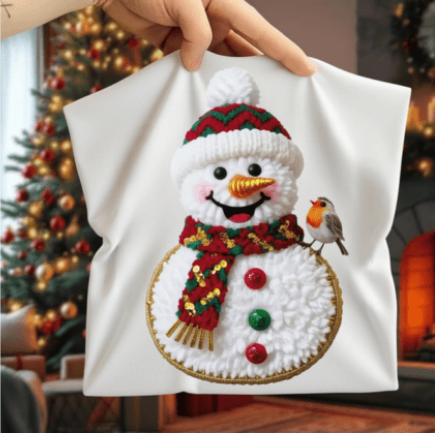 Faux Latch Hook Yarn Crochet Snowman Christmas