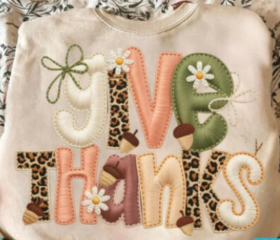 Faux Yarn Leopard Fall Give Thanks